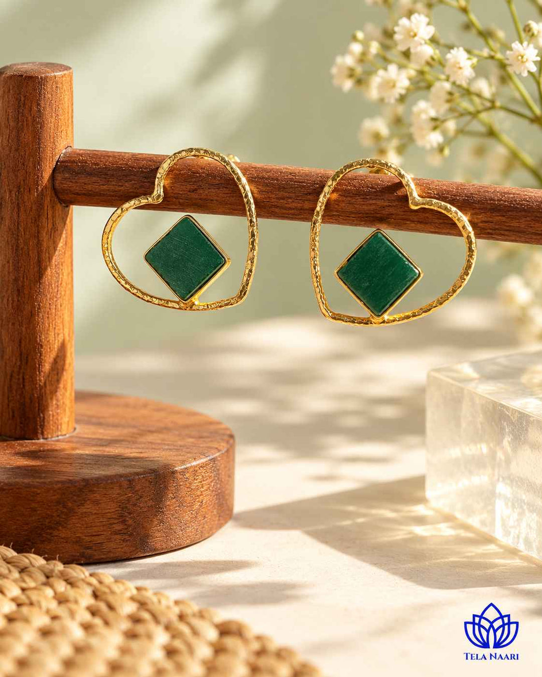 Telanaari Vikin Gold-Plated Heart Dangle Earrings