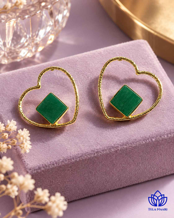 Telanaari Vikin Gold-Plated Heart Dangle Earrings