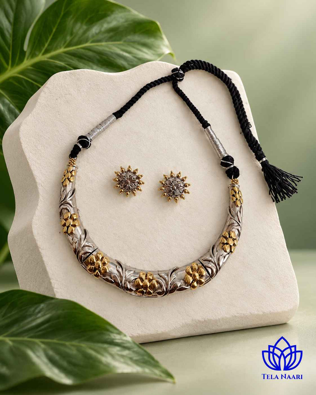 Alina Dual Tone Choker Hasli Necklace Set