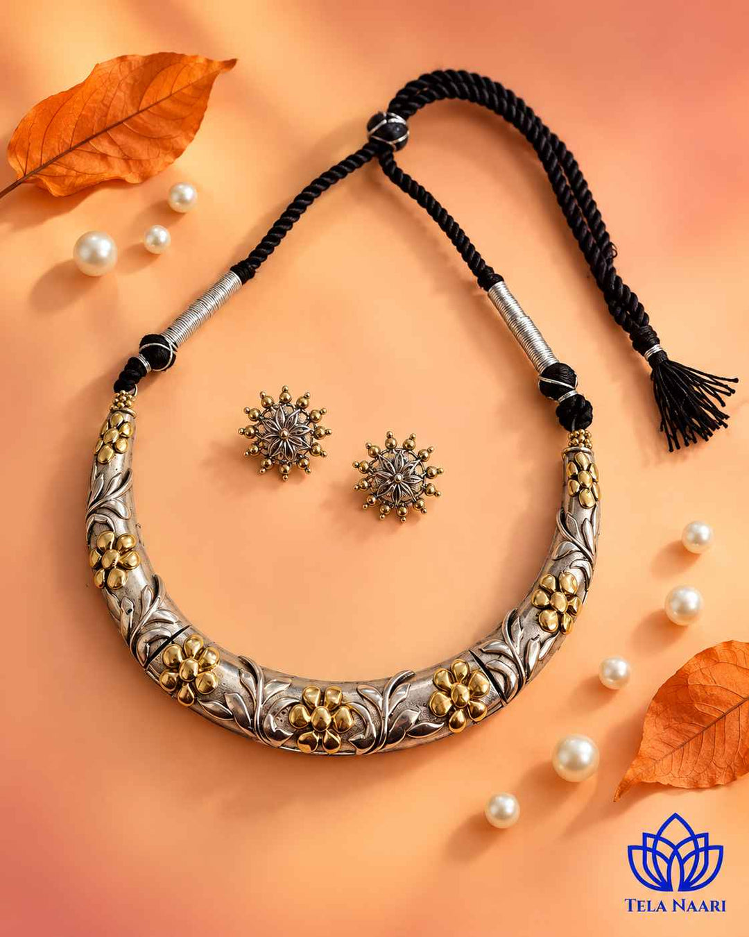 Alina Dual Tone Choker Hasli Necklace Set