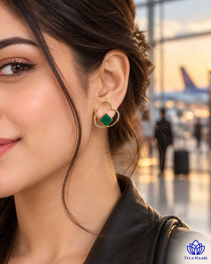 Telanaari Vikin Gold-Plated Heart Dangle Earrings