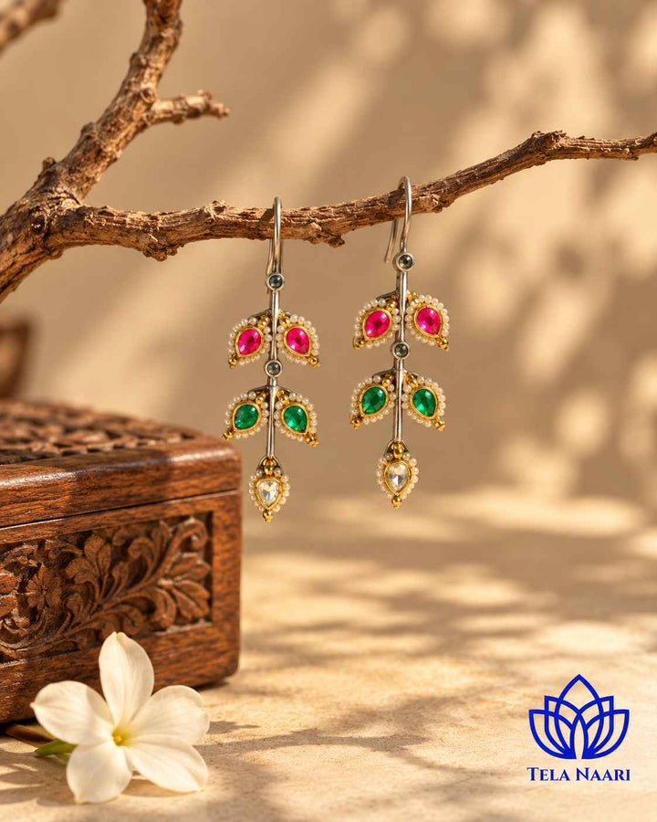 Harpreet Pachi Kundan Fusion Dual Tone Hook Stud Earrings