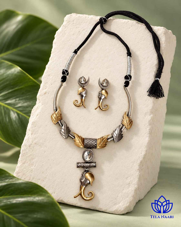 Nabina Dual Tone Choker Necklace Set