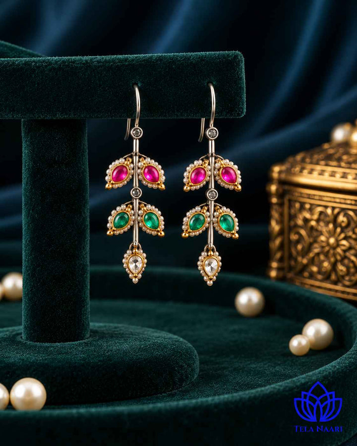 Harpreet Pachi Kundan Fusion Dual Tone Hook Stud Earrings