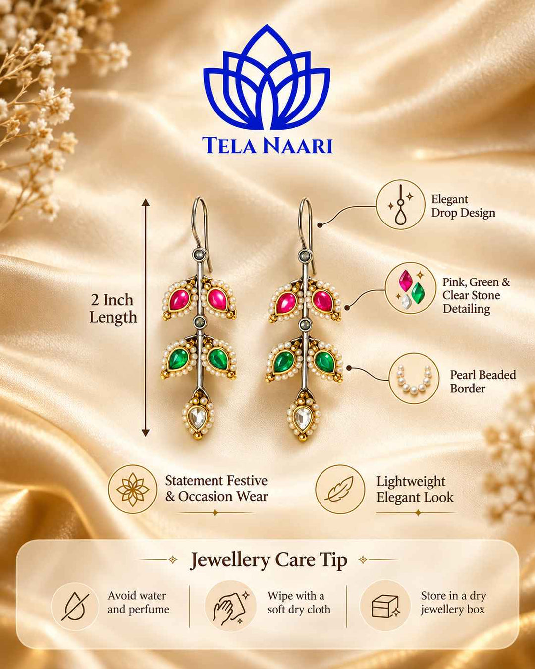 Harpreet Pachi Kundan Fusion Dual Tone Hook Stud Earrings