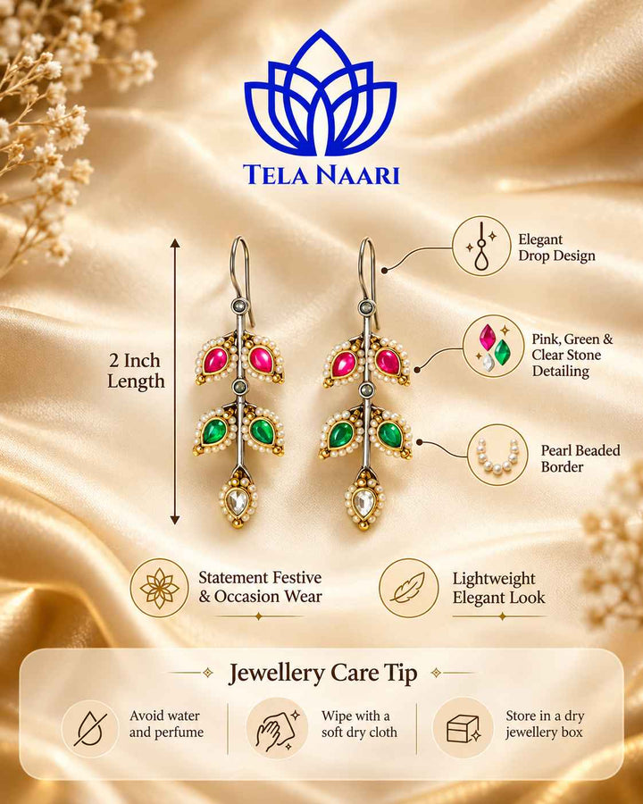 Harpreet Pachi Kundan Fusion Dual Tone Hook Stud Earrings