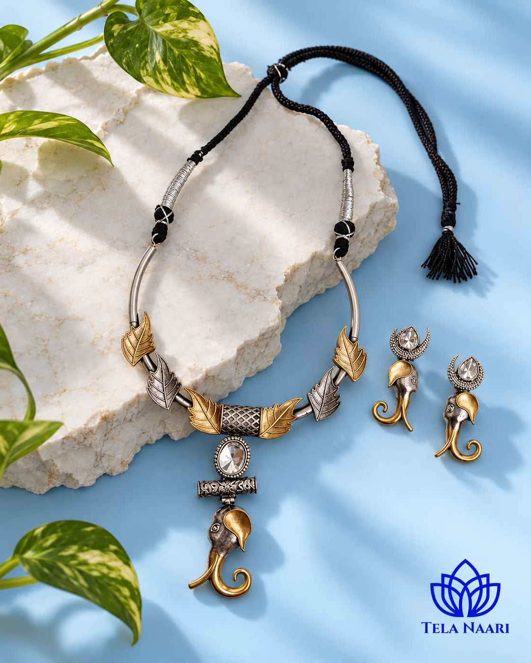 Nabina Dual Tone Choker Necklace Set