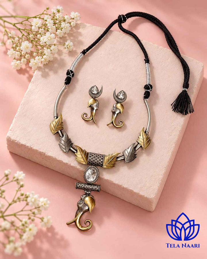 Nabina Dual Tone Choker Necklace Set