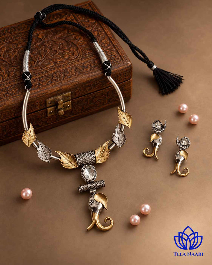 Nabina Dual Tone Choker Necklace Set