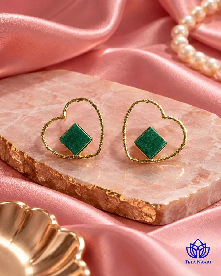 Telanaari Vikin Gold-Plated Heart Dangle Earrings