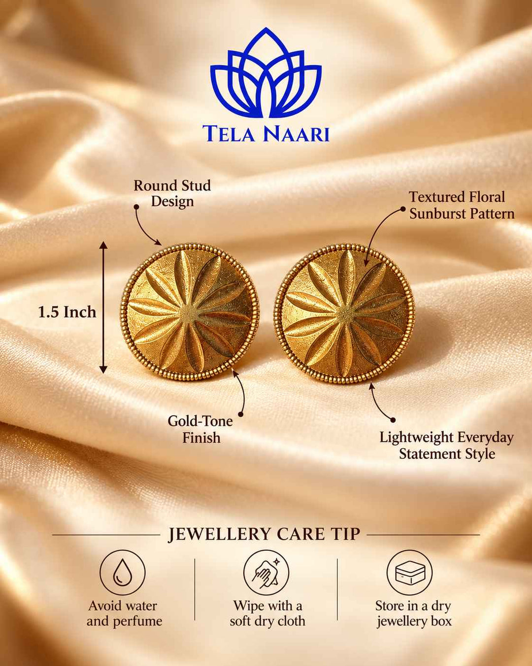 Tina Dual Tone Silver Plated Stud Earrings