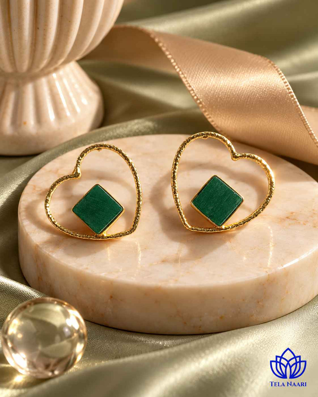 Telanaari Vikin Gold-Plated Heart Dangle Earrings