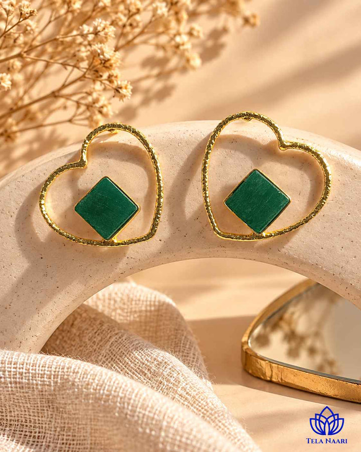 Telanaari Vikin Gold-Plated Heart Dangle Earrings