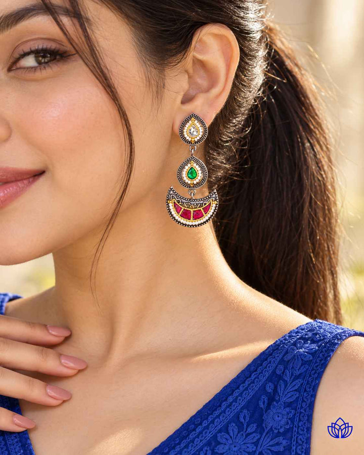 Sneha Pachi Kundan Fusion Dual Tone Earrings