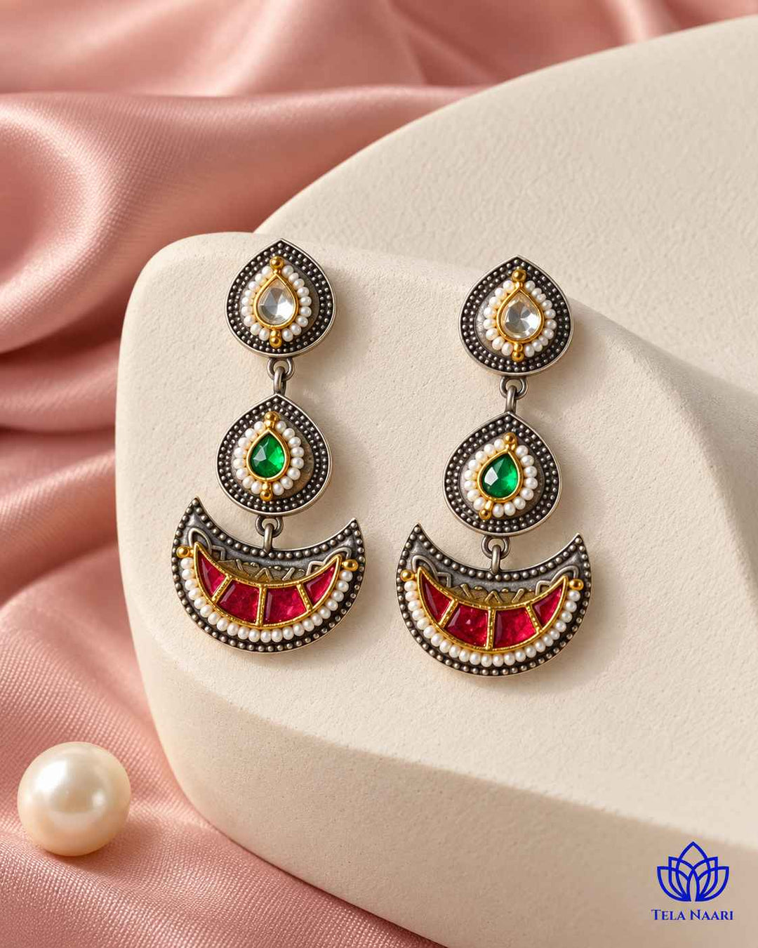 Sneha Pachi Kundan Fusion Dual Tone Earrings