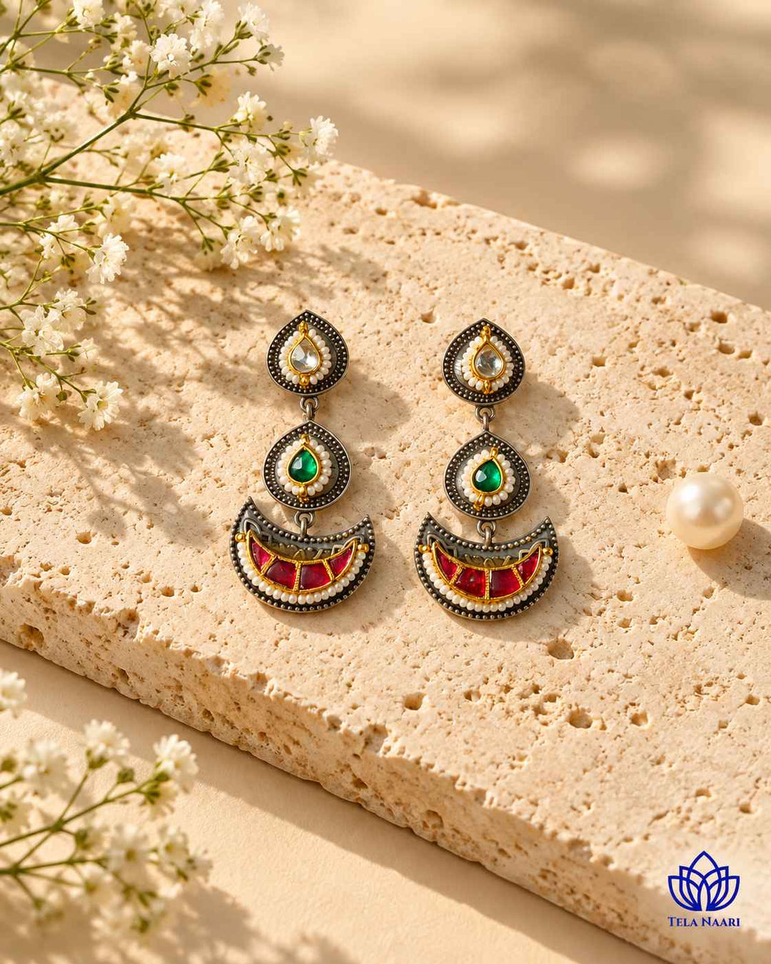 Sneha Pachi Kundan Fusion Dual Tone Earrings