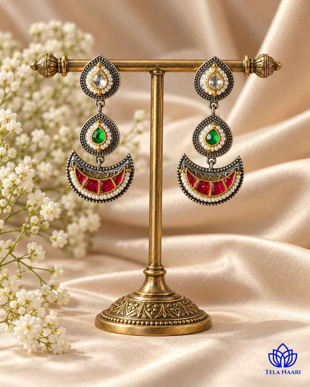 Sneha Pachi Kundan Fusion Dual Tone Earrings