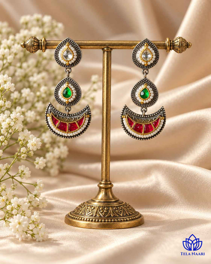 Sneha Pachi Kundan Fusion Dual Tone Earrings