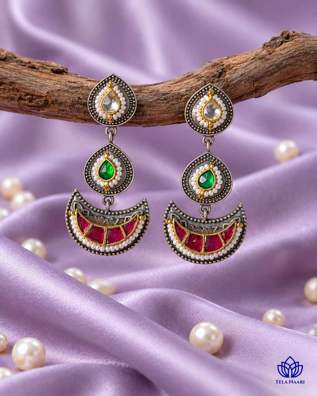 Sneha Pachi Kundan Fusion Dual Tone Earrings