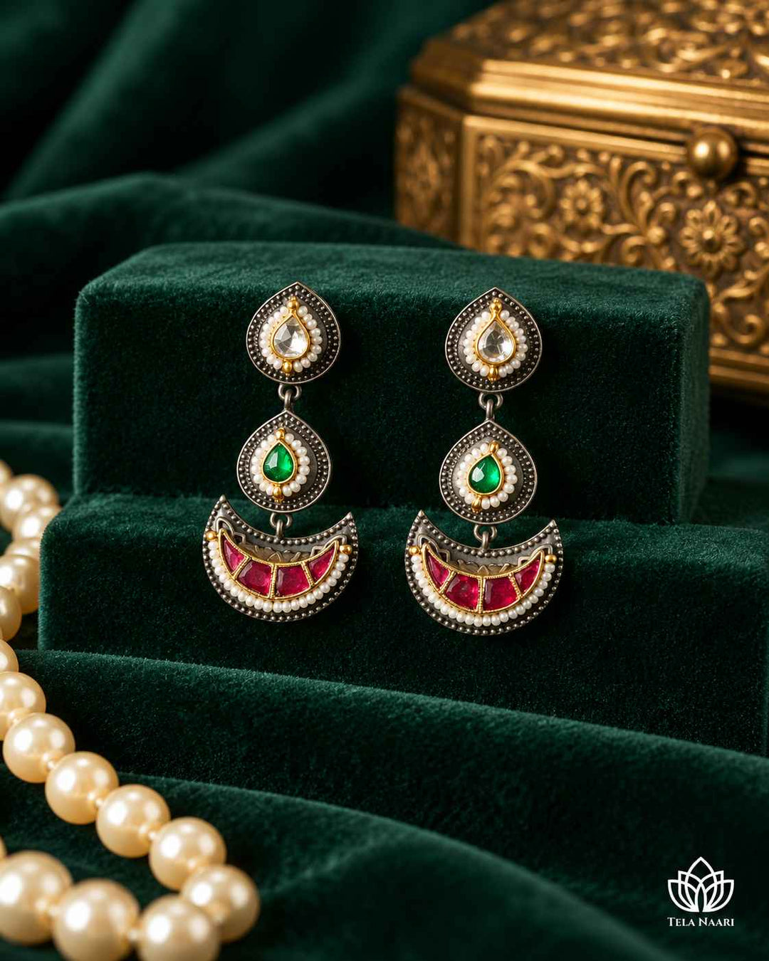 Sneha Pachi Kundan Fusion Dual Tone Earrings