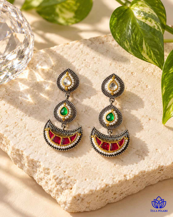 Sneha Pachi Kundan Fusion Dual Tone Earrings