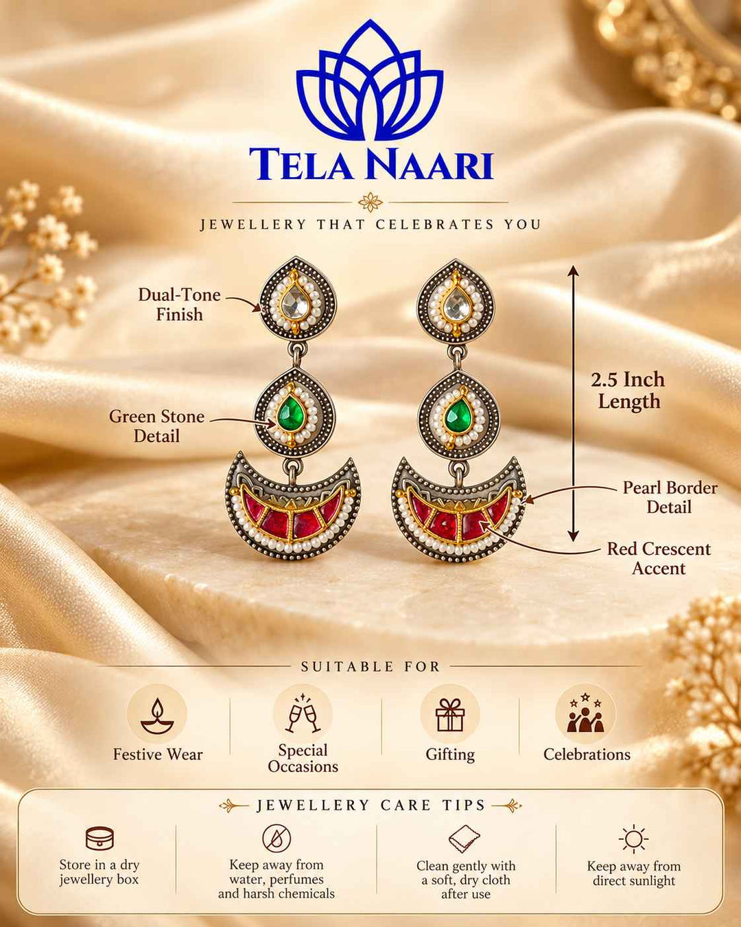 Sneha Pachi Kundan Fusion Dual Tone Earrings