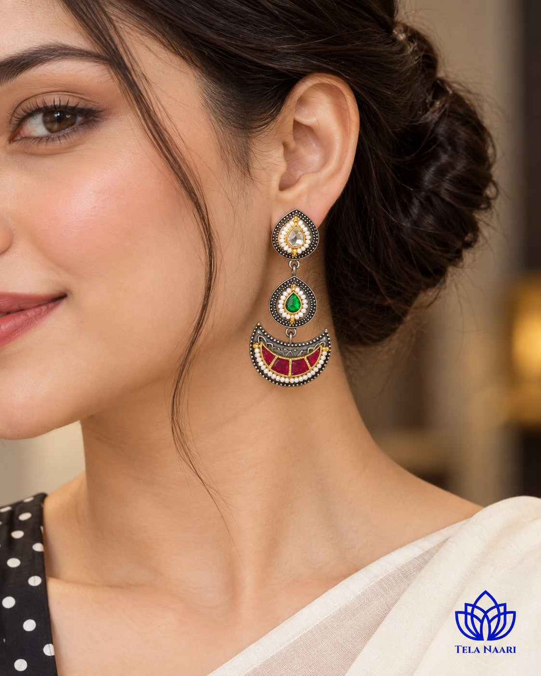 Sneha Pachi Kundan Fusion Dual Tone Earrings