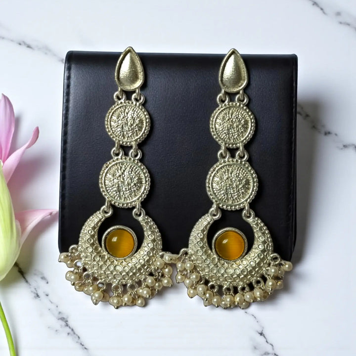 Classic Elegant Aabha Silver Oxidised Earrings