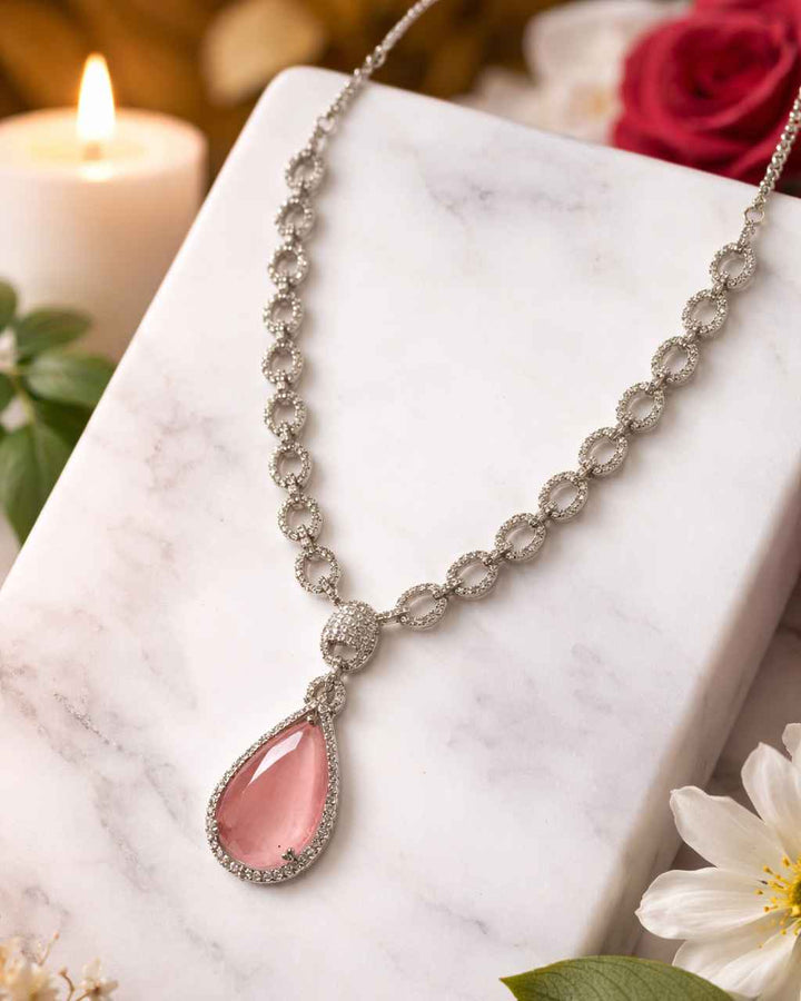 American Diamond Zirconia Layered Necklace Set Sophia