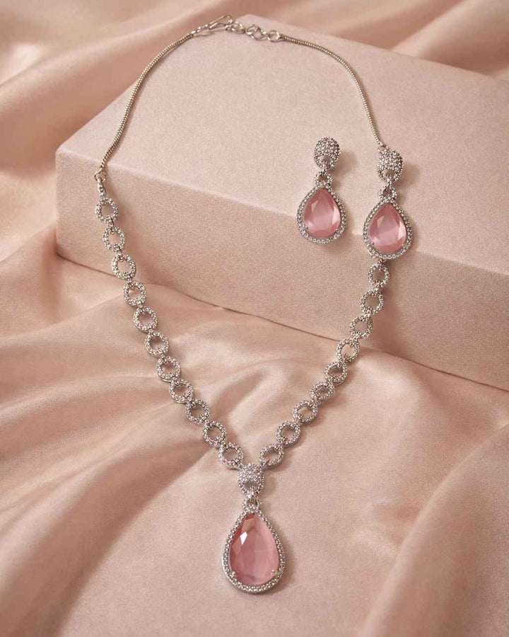 American Diamond Zirconia Layered Necklace Set Sophia