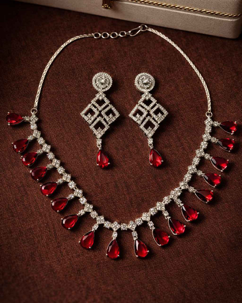 American Diamond Zirconia Layered Necklace Set Amelia