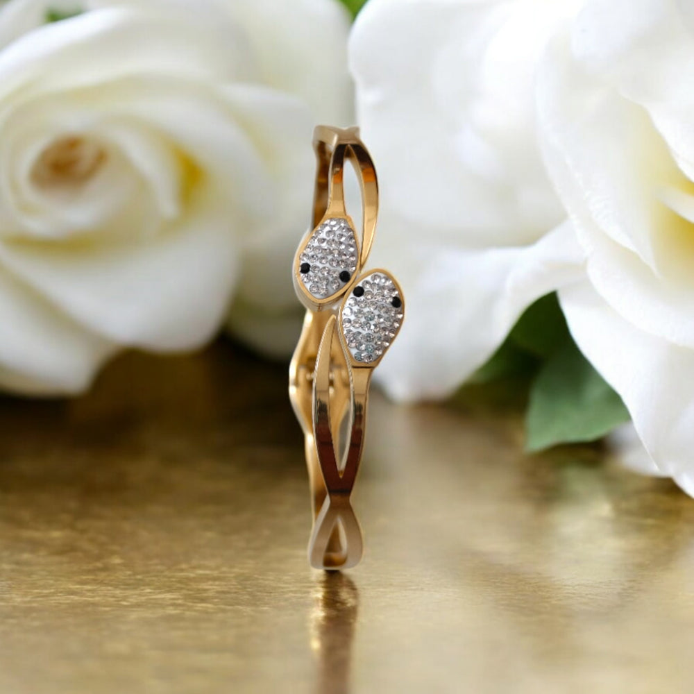 Tela Naari 18K Gold-Plated Tarnish-Free Twin Serpent Cuff Bracelet - TelaNaari