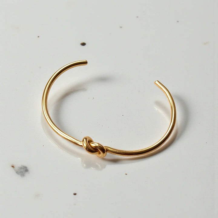 Delicate Knot Anti-Tarnish Gold Cuff Bracelet