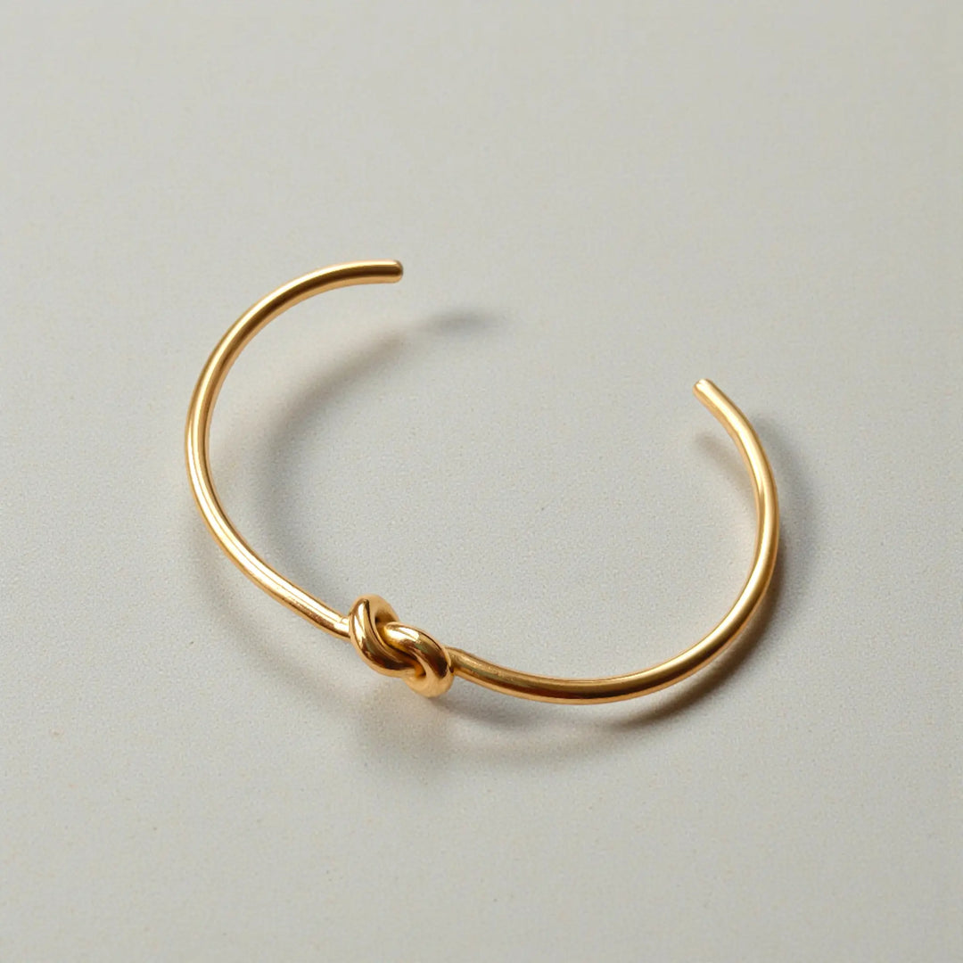 Delicate Knot Anti-Tarnish Gold Cuff Bracelet