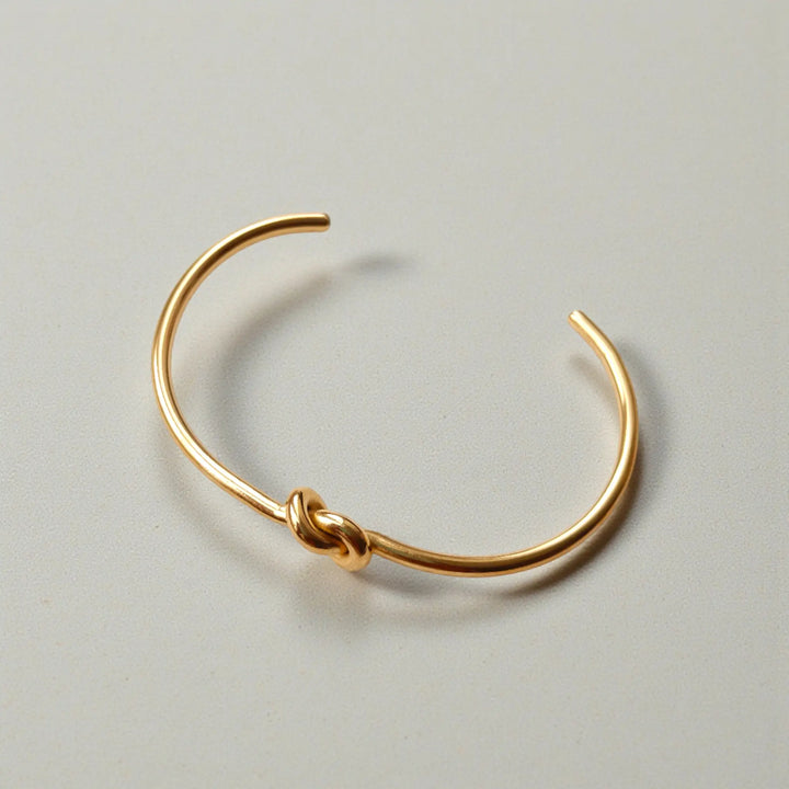 Delicate Knot Anti-Tarnish Gold Cuff Bracelet
