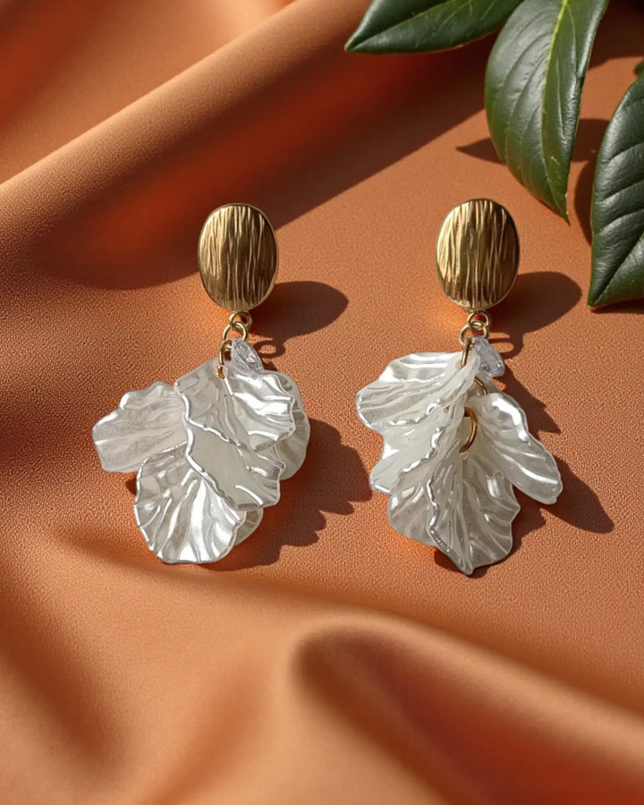 Crystal Petal Anti-Tarnish Statement Drop Earrings