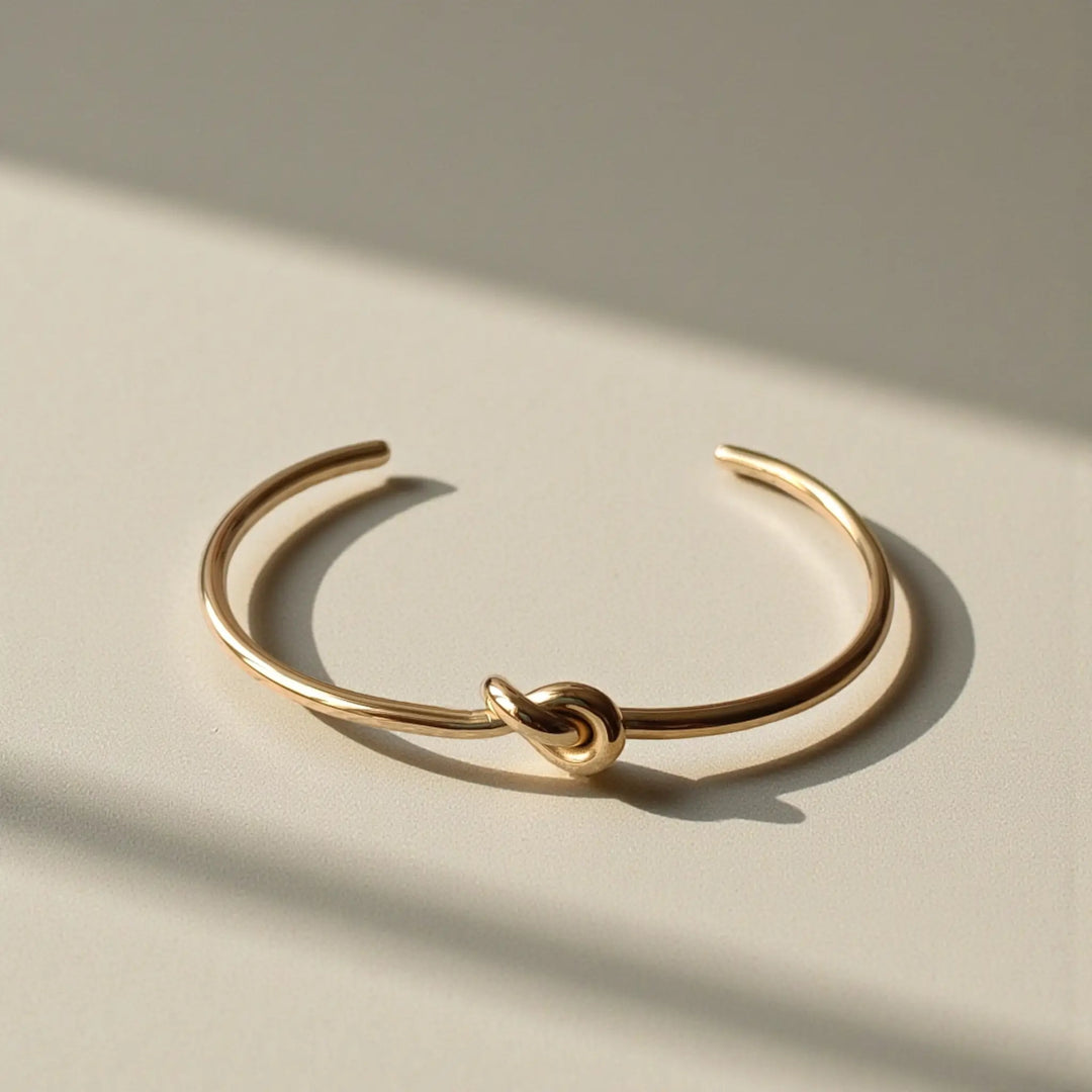 Delicate Knot Anti-Tarnish Gold Cuff Bracelet
