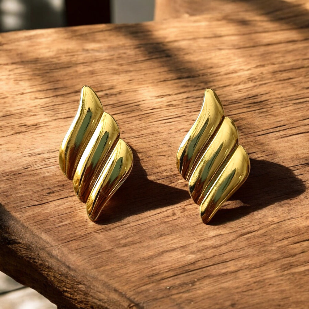 Telanaari 18K Gold Plated Stainless Steel Cilan Tarnish-Free Waterproof Stud Earrings - TelaNaari