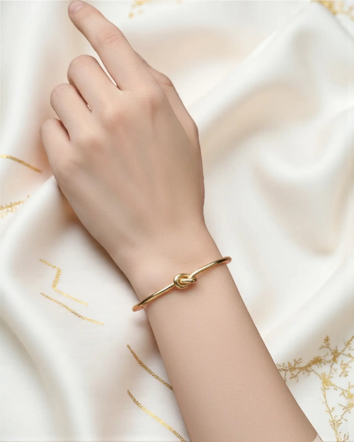 Delicate Knot Anti-Tarnish Gold Cuff Bracelet