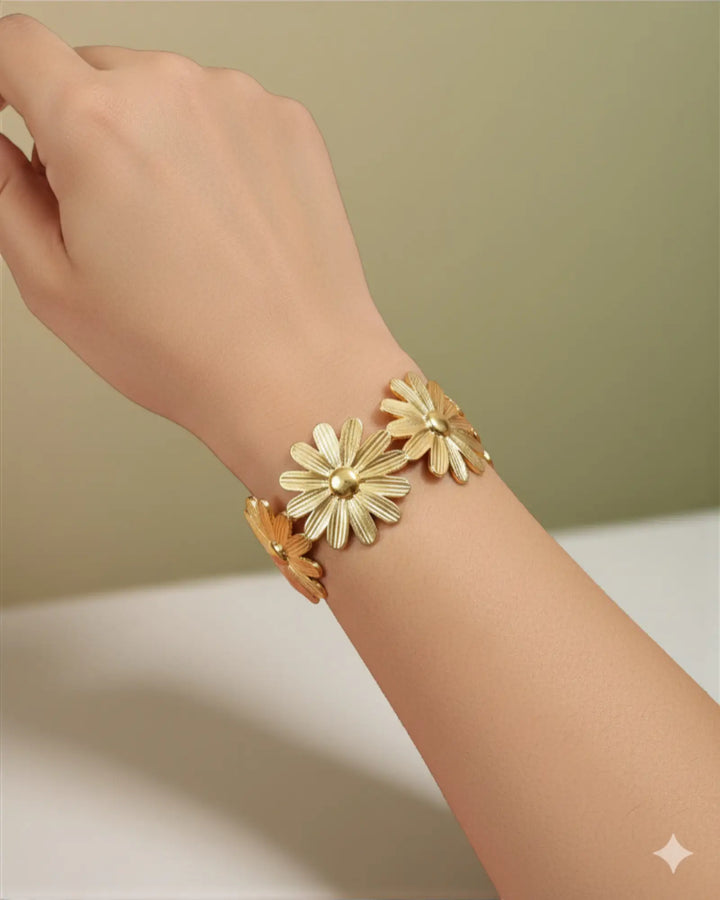Golden Daisy Anti-Tarnish Statement Cuff Bracelet