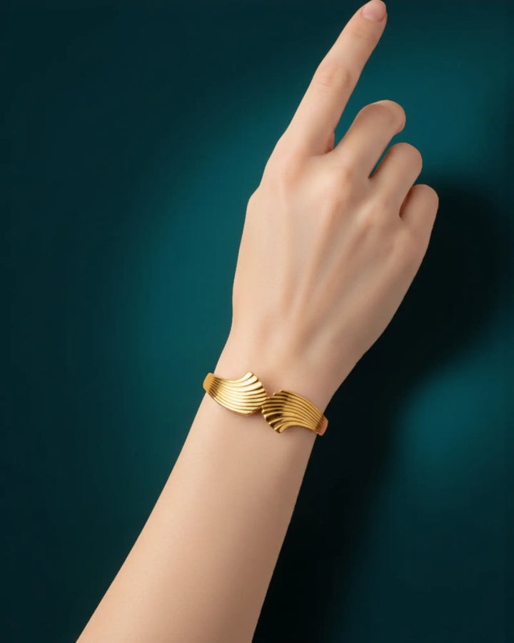Angel Wing Anti-Tarnish Gold Cuff Bracelet