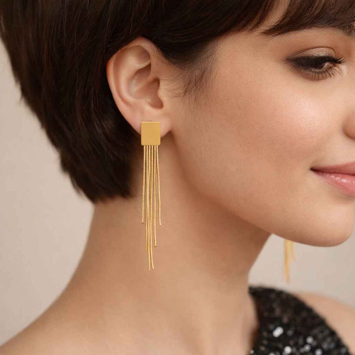 Tarnish-Free Long Tassel Drop Earrings