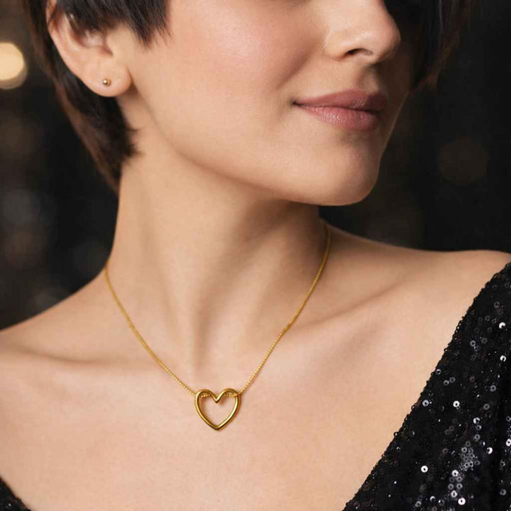 Anti Tarnish Heart Pendant Chain Necklace