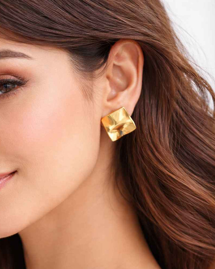 Tarnish-Free Square Dome Earrings