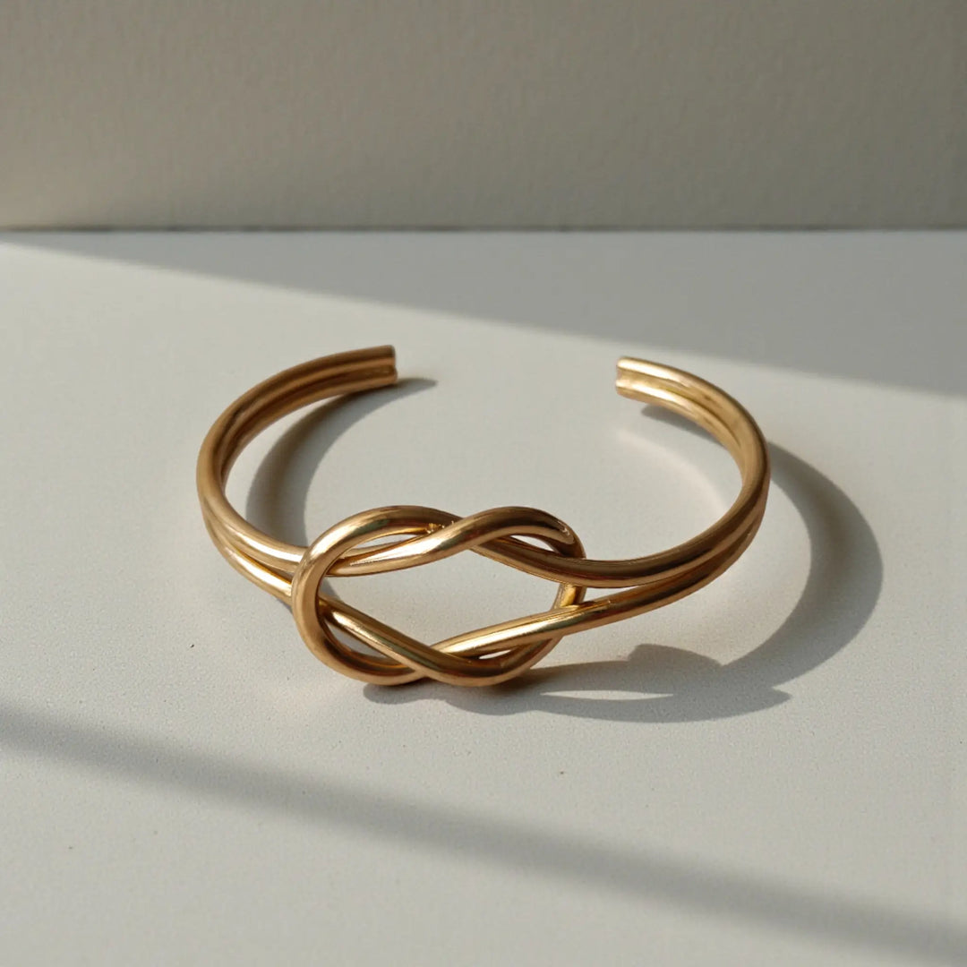 Infinity Knot Anti-Tarnish Gold Cuff Bracelet