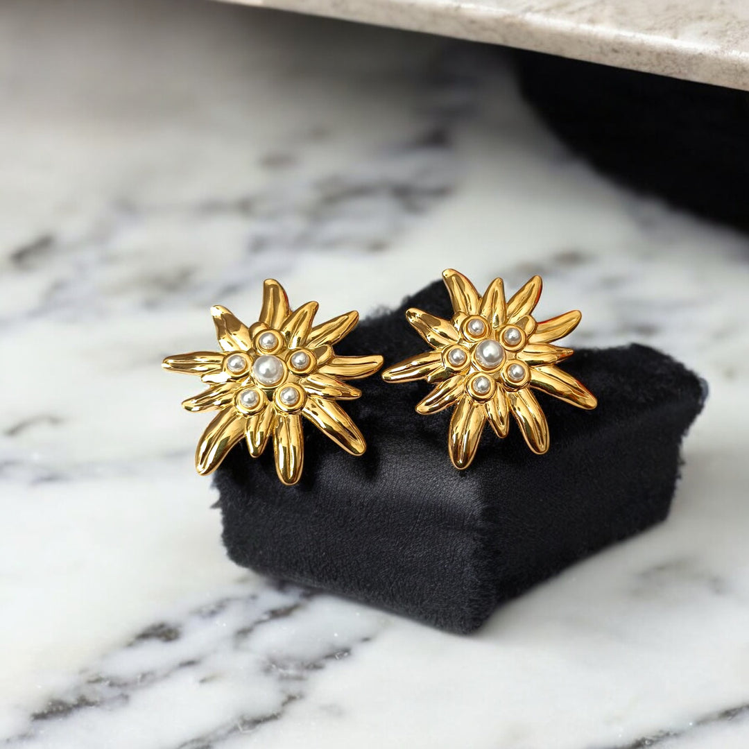 Telanaari Voguish 18k Gold-plated Stainless Steel Gimi Tarnish-free Waterproof Starfish Stud Earrings - TelaNaari