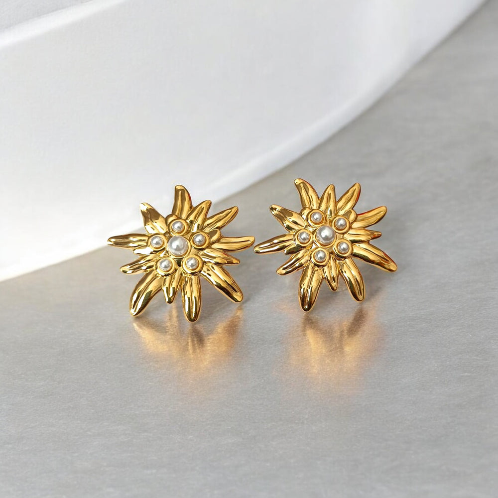 Telanaari Voguish 18k Gold-plated Stainless Steel Gimi Tarnish-free Waterproof Starfish Stud Earrings - TelaNaari