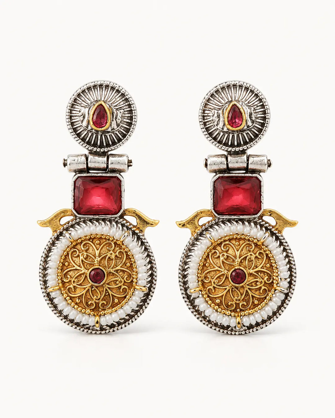 Aashiyana Red Dual Tone Earrings