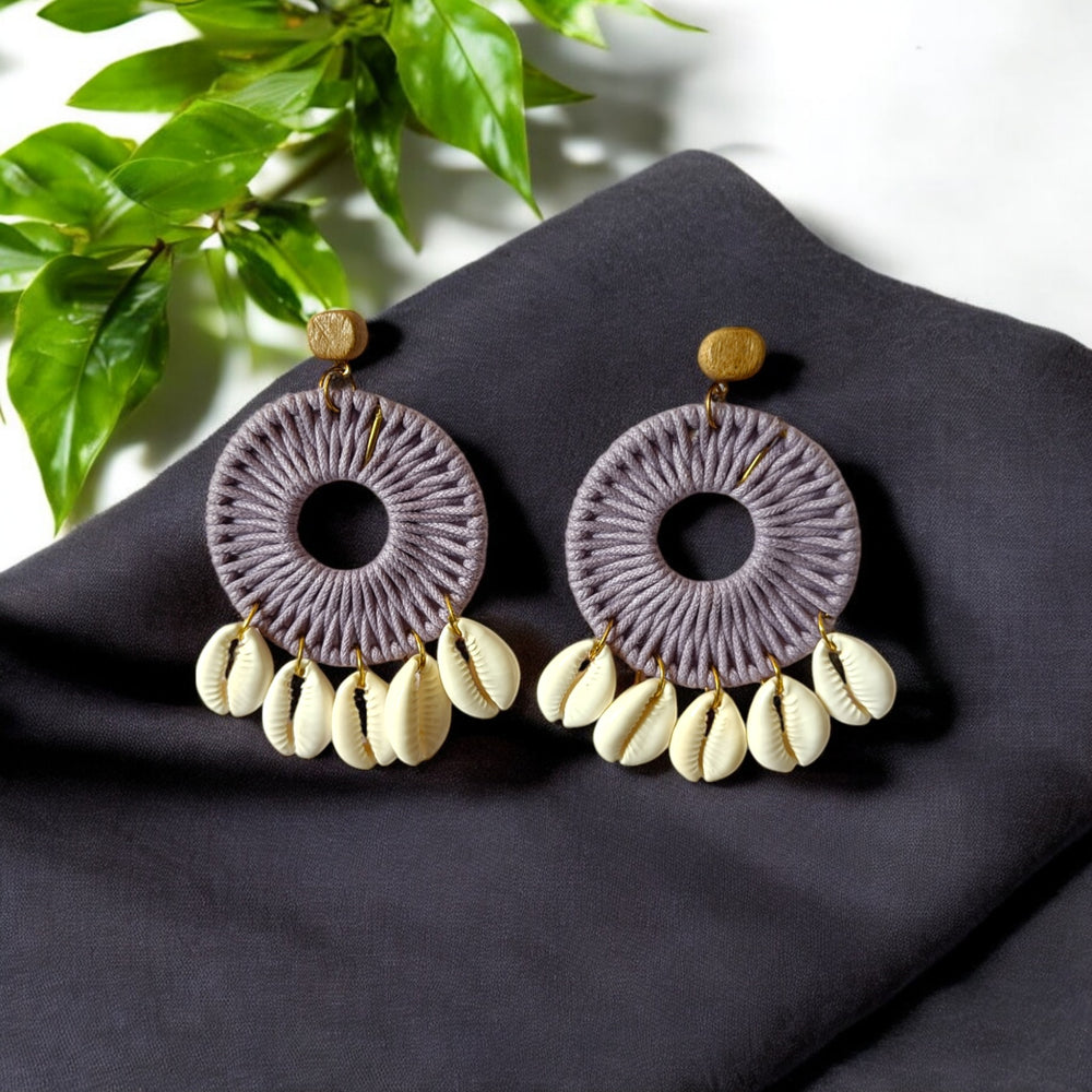Tela Naari Handcrafted Boho Shell Dangle Earrings - TelaNaari