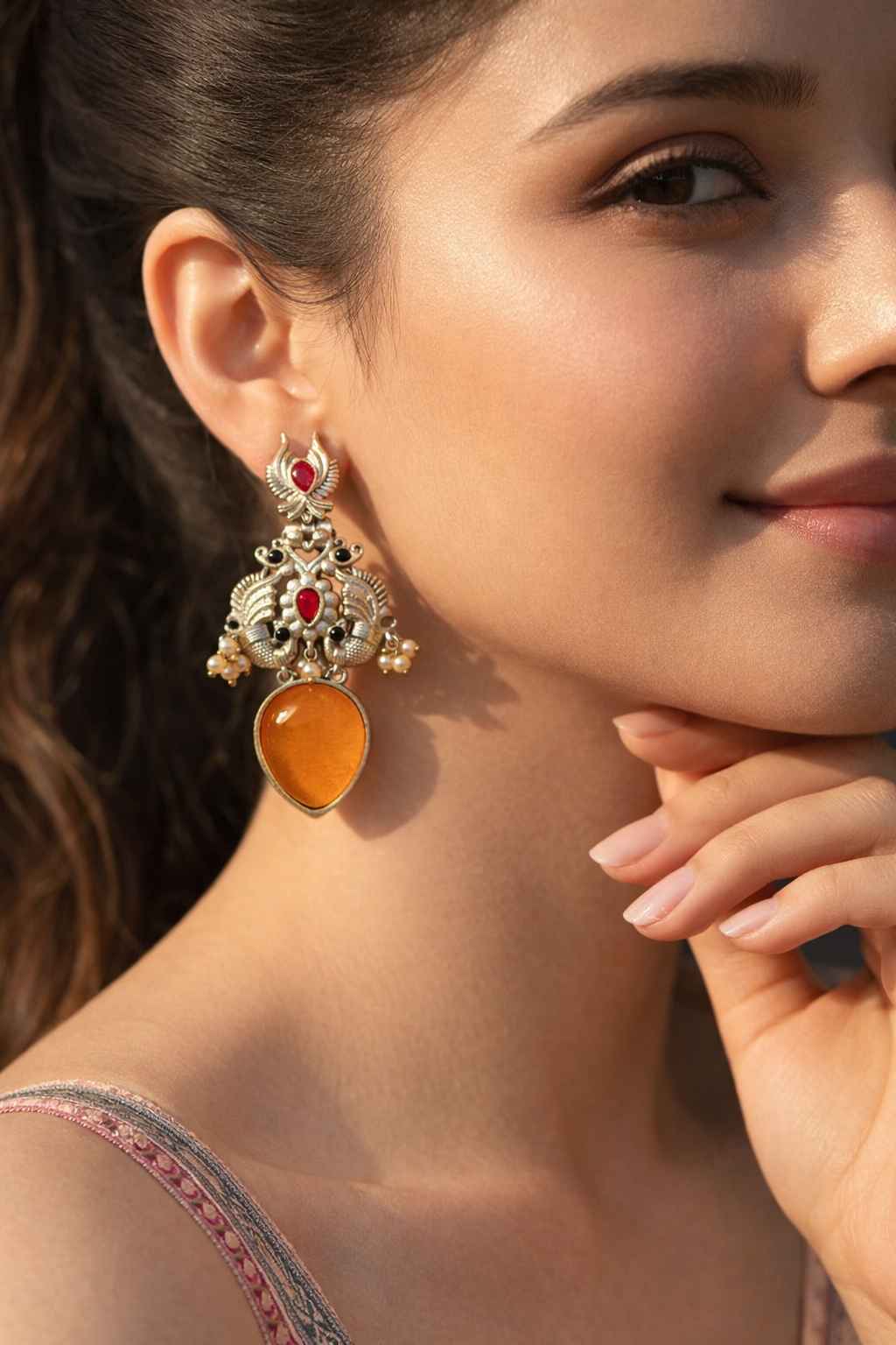 Classic Timeless Gyada Silver Oxidised Dangler Earrings